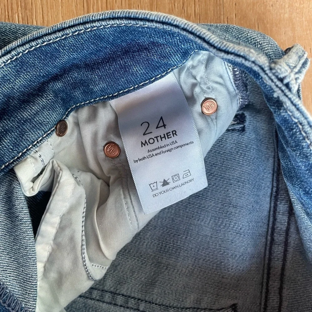 Mother The Looker Graffiti Girl Distressed Skinny Jeans Blue Women’s Size 24 - Picture 4 of 8